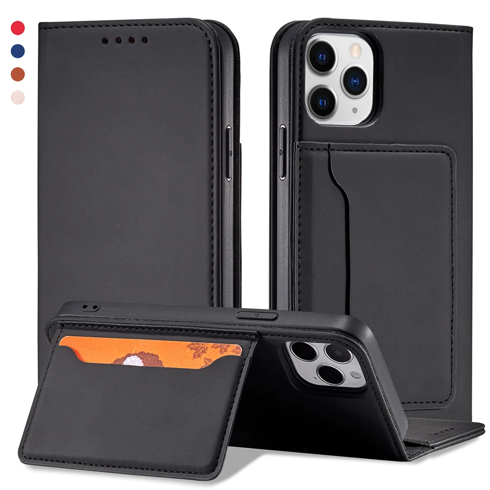 

Shockproof Leather Case for iPhone 11 12 12 Pro Max X XR 7 Plus 8P SE 2020 11 13 Mini Magnetic Kickstand Wallet Flip Cover