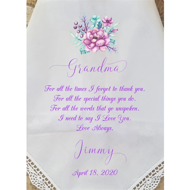 Testreszabott Nagymama A Vőlegény Esküvői Hankies, Zsebkendő Másnapos Ajándéka Nagymamának, Emlékezet, Nyomtatott, Szerkeszthető - Image 2