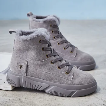 

botas mujer 2019 Casual Shoes Women Warm Snow Boots Fashion Brand Ladies Platform footware with Fur Ankle Boots Croos-tied Shoe