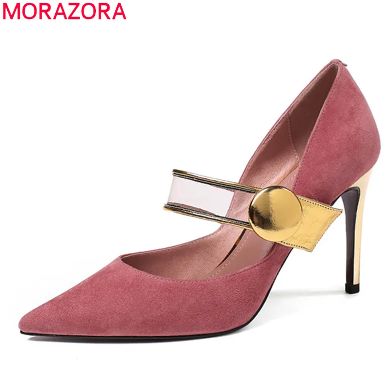 

MORAZORA 2020 New arrive summer women pumps sweet pointed toe high heels shoes high quality Mary Jane shoes woman black pink