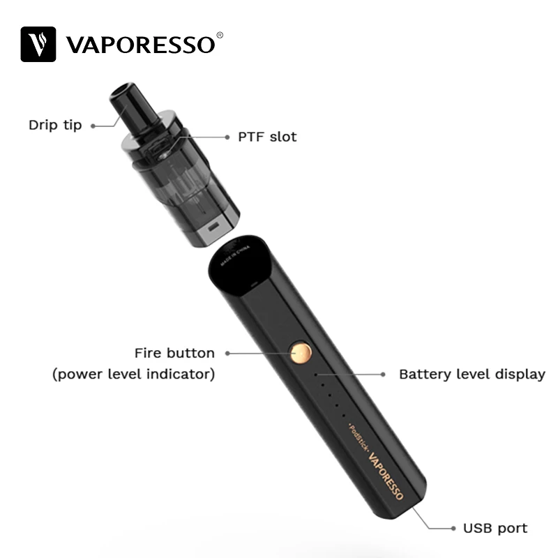  Vaporesso Podstick vape pen kit 2ml capacity 1.3/0.6ohm pod Atomizer 900mAh Built in battery electr
