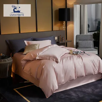 

Liv-Esthete Luxury Bedding Set Pink 100 Count Pure Cotton High Quality Duvet Cover Fitted Sheet Single Double Queen Bedspread
