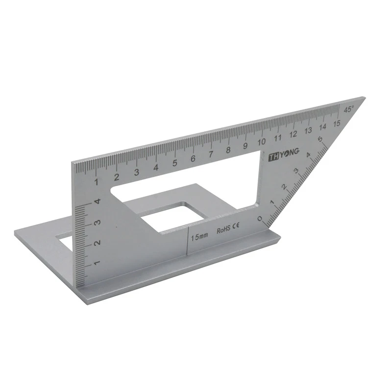 1 Pcs Multifunctional Square 45/90 Degree Gauge Angle Ruler Measuring Woodworking Tool Aluminum Woodworking Scriber T Ruler