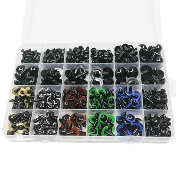 

372 Pcs 5-20mm Colorful Plastic Safety Eyes Craft Eyes with Washers for Doll Puppet Plush Animal Making
