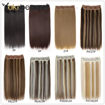 

YAKI BEAUTY Flip On Hair Extension With Clips Apply Invisible Wire Fish Line Silky Straight Natural Black Piano Color For Women