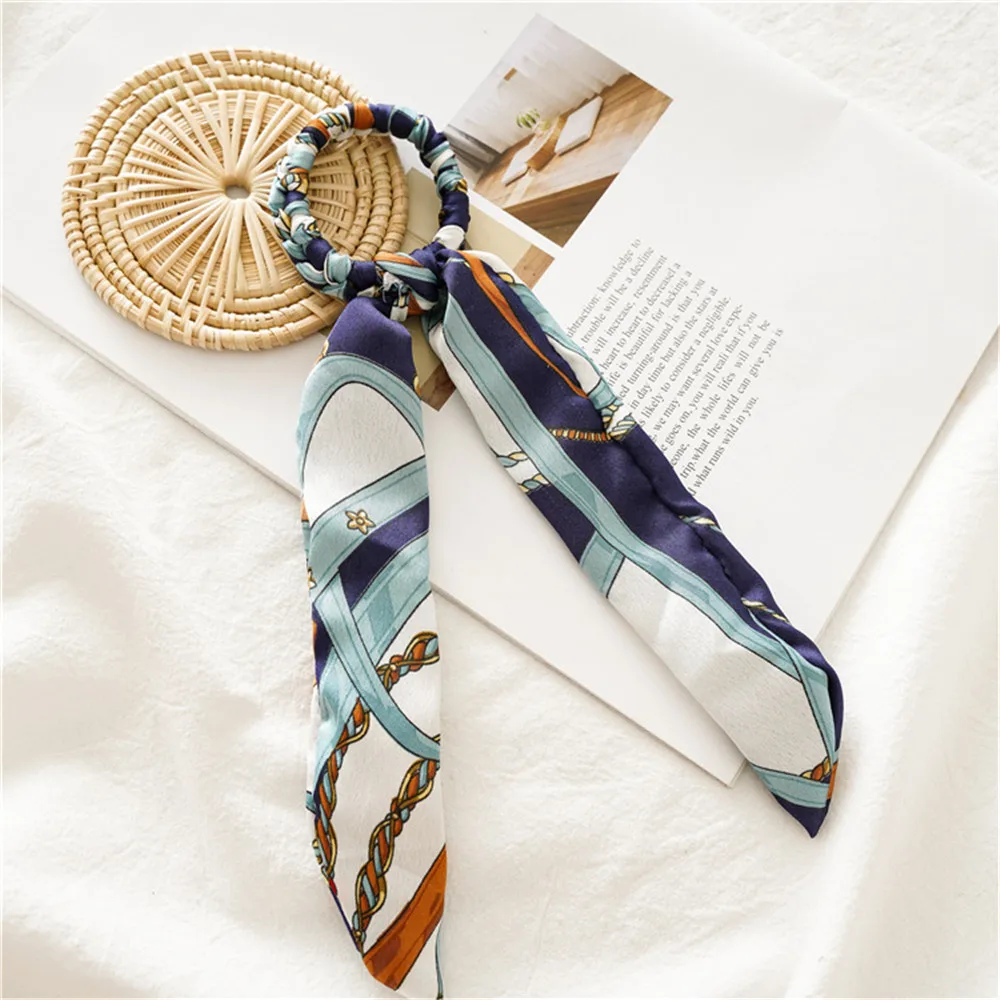 09 Printed navy Женские Модные резинки для волос с леопардовым принтом, 1 шт., эластичная резинка, резинка для волос, держатель для конского хвоста, резинки для волос, аксессуары для волос - Цвет: 09 Printed navy
