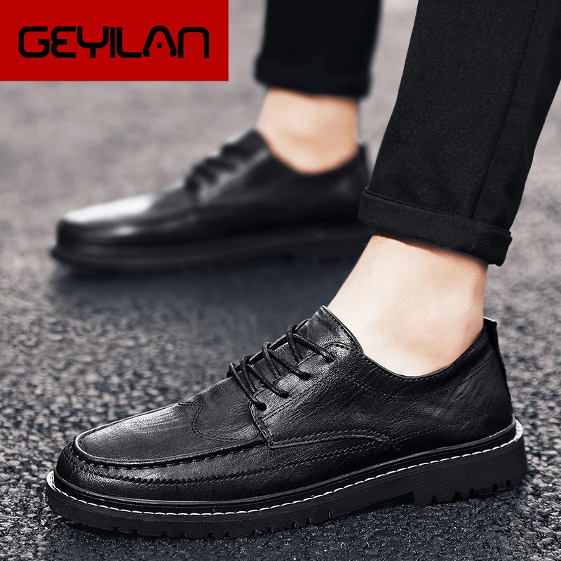 

Men Casual Shoes lace up Men Leather breathable comfortable fashion outdoor Casual Flats Shoes chaussure homme cuir zapatos o4