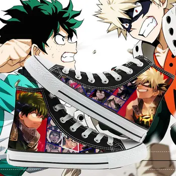 

Anime My Hero Academia Izuku Midoriya shoes Cosplay Bakugou Katsuki High-Top Shoes Men women casual canvas shoes Cosplay