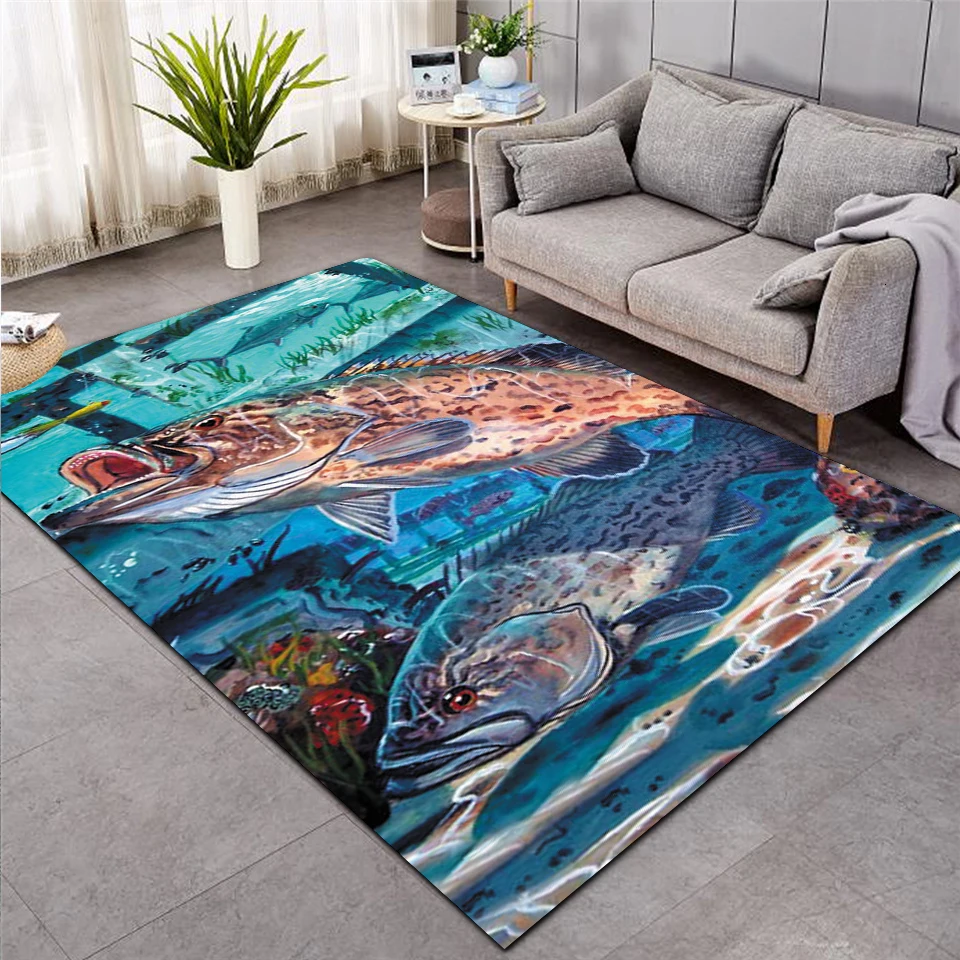 

3D ковер Fish для гостиной, Детский ковер, украшение для детской комнаты, ковер для дома, прихожей, пола, спальни, прикроватные коврики 005