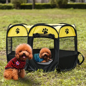 

Foldable Cat House Dog Playpen Tent Crate Room Puppy Exercise Cat Cage Outdoor Two Door Mesh Shade Cover Nest Kennel Houses