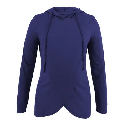 LOOZYKIT Mother Hooded Sports Shirt Long Sleeve Maternity Solid Color Sweartshirts Spring Fall New Pregnant Mom Clothing Tops