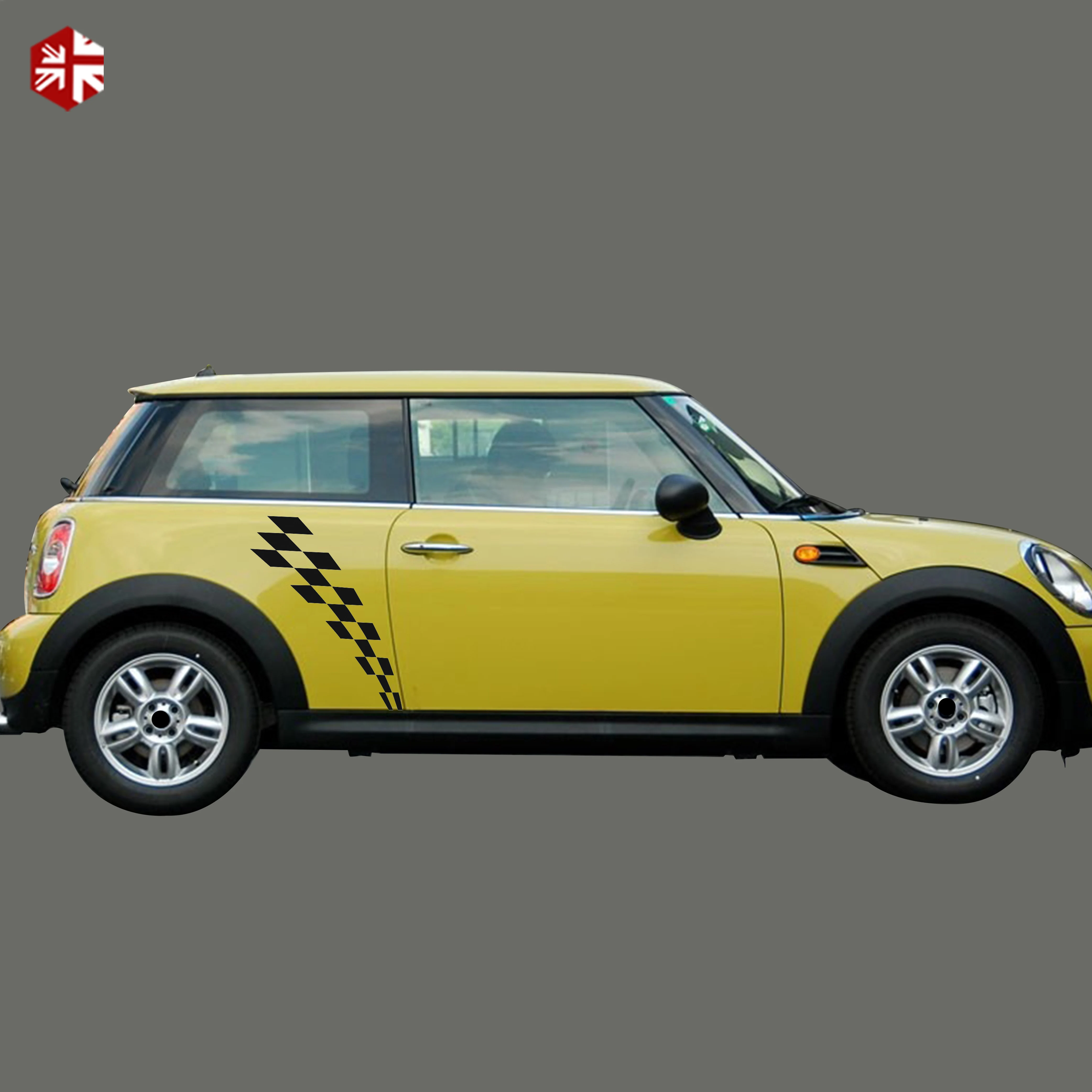 2 Pcs Checkered Flag Styling Car Door Side Stripes Sticker Body Body Decal For MINI Cooper S R56 2206-2013  JCW One Accessories