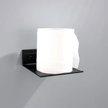 Smooth Anti-corrosive Mirror Front Shelf Kitchen Household Bathroom Nail-free Roll Paper Tissue Stand Brackets Accessories Black