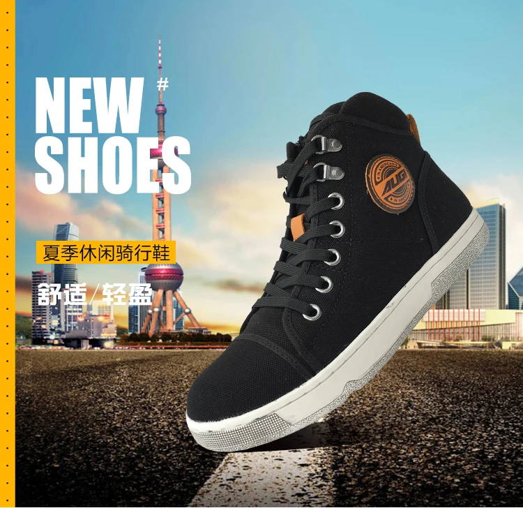 American Augi Brand Summer Breathable Casual Shoes Beige Canvas Motorcycle Motorbike Riding Boots