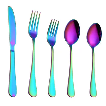 

6x 5PCS Set Stainless Steel Upscale Dinnerware Flatware Cutlery Fork Spoon Teaspoon new arrived DROP SHIPPING