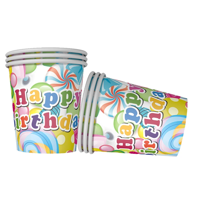 10 шт./лот, новые милые чашки с принтом лисы, совы для лосей, енота, вечерние принадлежности, счастливые аксессуары для дня рождения вечерние украшения - Цвет: Happy Birthday