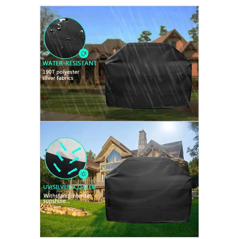 1PC 190T/210D BBQ Cover Anti-Dust Waterproof Weber Heavy Duty Charbroil Grill Cover Rain Protective Barbecue Cover Round 6