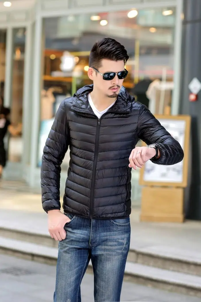 Autumn And Winter New Style Korean-style Ultra-Thin down Jacket Plus-sized Menswear Short Hooded Sports Jackets Outdoor
