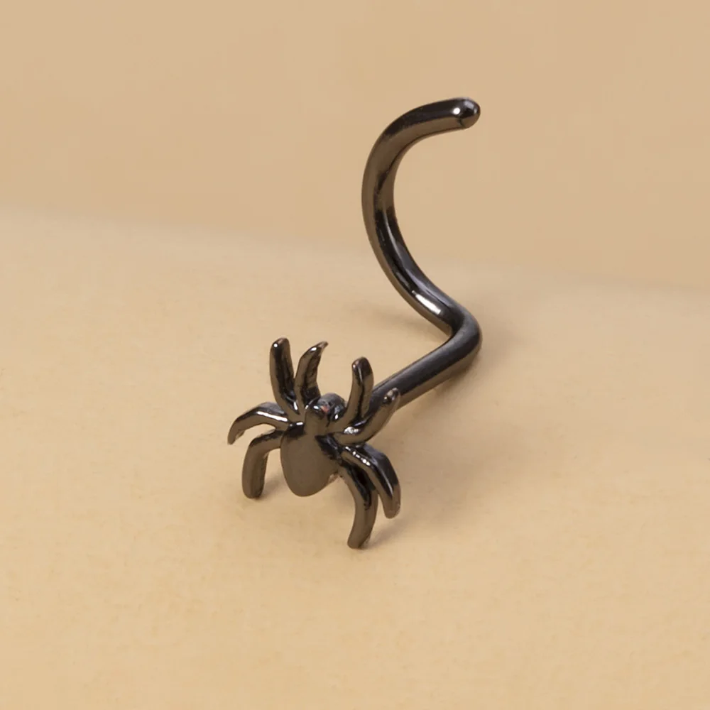 1PC 20G Surgical Steel nose rings for Women Girl Eye Cat Flower Alien Paw Spider Screw Bend Nose Piercing Jewelry Punk Gift