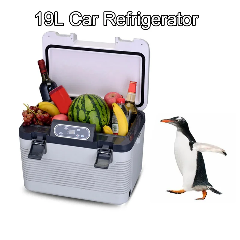 

19L New Car Refrigerator DC12-24V/AC220V Freeze heating Fridge Compressor EU/AU Plug Picnic Refrigeration heating -5~65 Degrees