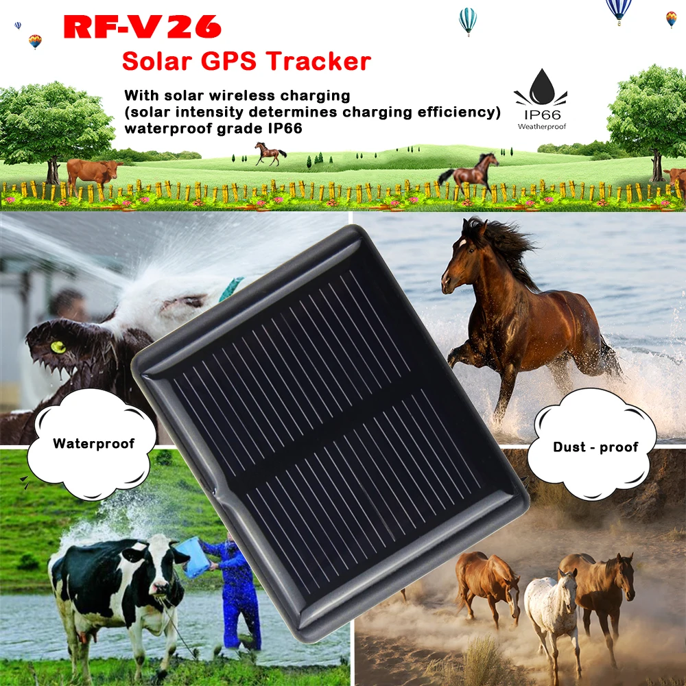 Mini GPS Tracker RF-V26+ solar sheep cow Cattle animal GPS Locator long standby time waterproof lifetime free use platfrom app