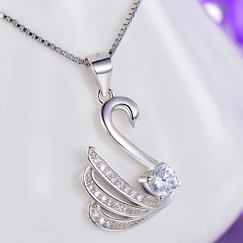 

Goose pendant necklace rose swan luxury pearl Zircon 925 silver necklace for women jewelry birthday wedding gift
