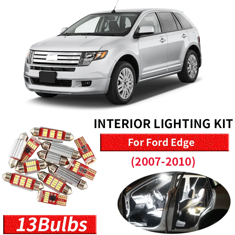 13 шт. белые светодиодные с CANBUS салона комплект ламп для 2007 2008 2009 2010 Ford Edge led Внутреннее освещение