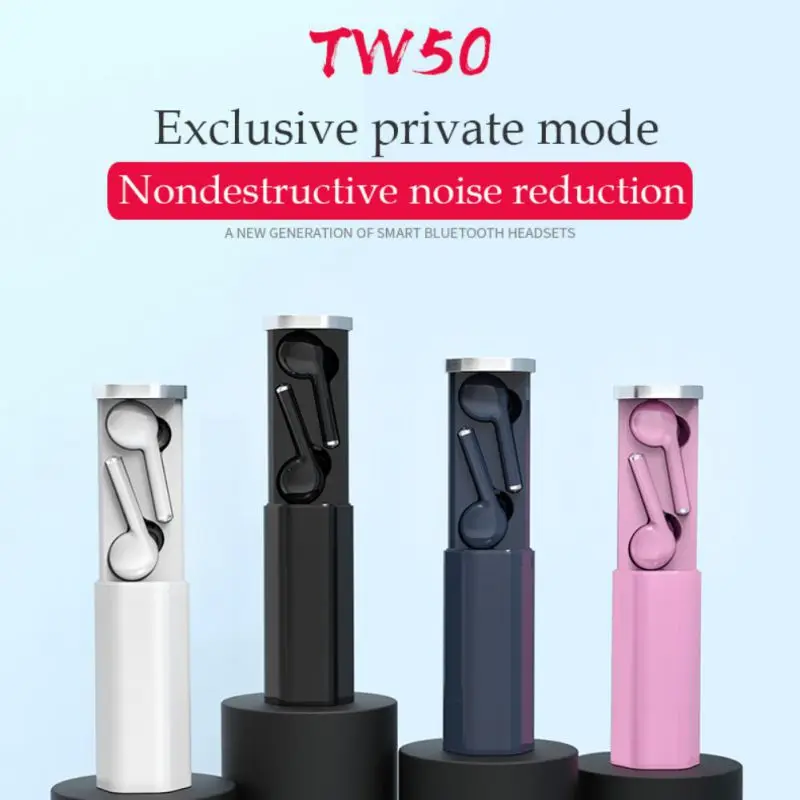 TW50 Bluetooth наушники HiFi стерео Бас шумоподавление Гарнитура двойной микрофон с зарядным устройством Беспроводные спортивные наушники