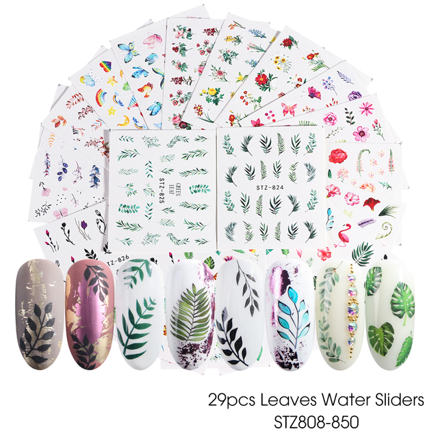 Mixed Stickers for Nails Rose Flowers Butterfly Water Decals Nail Art Decoration Slider Polish Foil Paper Tips CHSTZ930-969