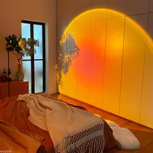 2021 botão usb arco-íris pôr do sol projetor atmosfera led night light casa coffee loja fundo decoração da parede lâmpada colorida