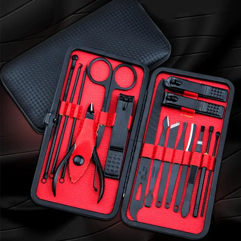16pcs/set New Manicure Nail Clippers Pedicure Set Portable Travel Hygiene Kit Stainless Steel Nail Cutter Tool Set
