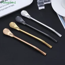2Pack 304 Stainless Steel Drinking Tea Yerba Mate Straw Gourd Filter Spoon Filter Pipette Reusable Straw