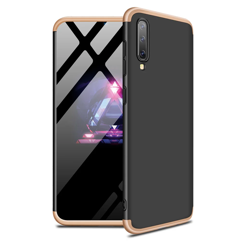 Black and Gold 360 Защита ПК чехол для samsung A50 чехол A80 A70 A50S A50 S 50 Роскошный чехол для задней части корпуса samsung Galaxy A50 чехол A30S A20 A10 - Цвет: Black and Gold