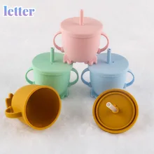 Tasse d'apprentissage à boire en Silicone sans BPA pour bébé, en paille, pour le stockage des aliments, souple, anti fuite 