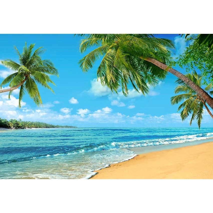 7x5ft Hawaii Palm Tree Sea Beach Beautiful Sky Clouds Sea Custom Photo Studio Background Backdrop Vinyl Banner 2cm X 150cm Backgrounds Aliexpress