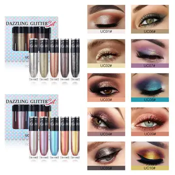 

5PCS/Set Shimmer Glitter&Sparkle Liquid Eye Shadow Long Lasting Eyeshadow Multicolor Duochrome Eye Shadow Makeup Cosmetic