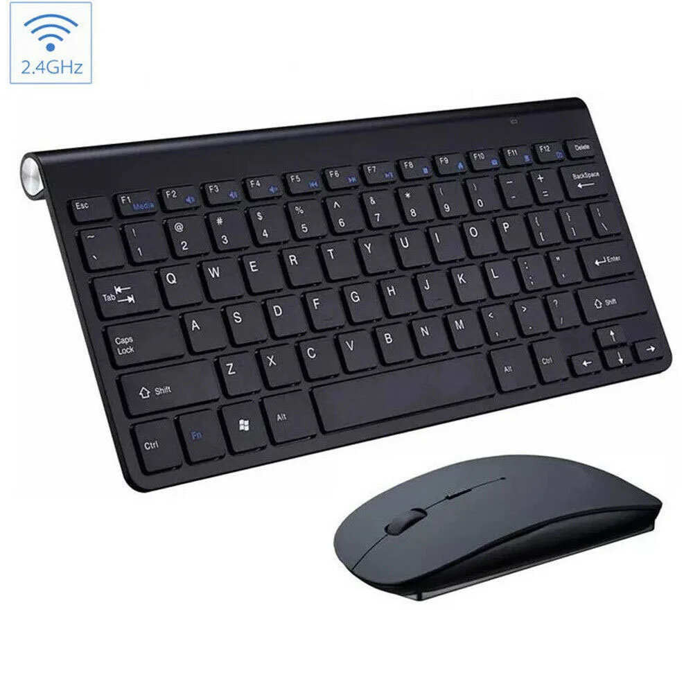 Мини Беспроводная клавиатура мышь набор Водонепроницаемый 2,4G для Apple Mac ПК компьютер Ноутбук USB клавиатура для офиса Бесшумная клавиатура - Цвет: Черный