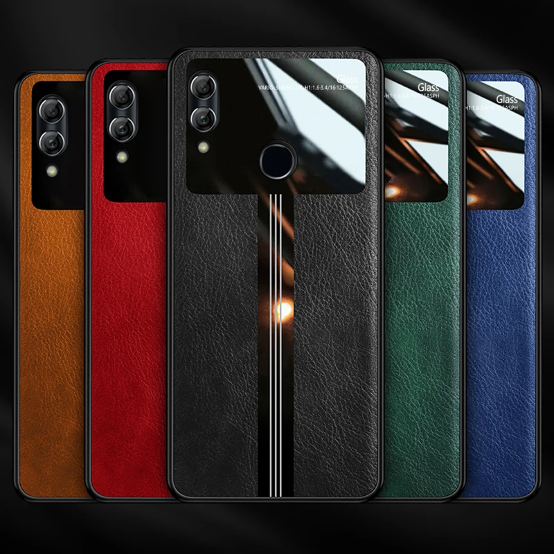 For Huawei P Smart 2019 Case Soft Luxury Leather texture skin Plexiglass protect Lens Back Cover huawei p smart Z | Мобильные
