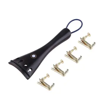 

4/4-3/4 Black Big Adult Ebony Violin Tailpiece with Copper Fine-Tuning