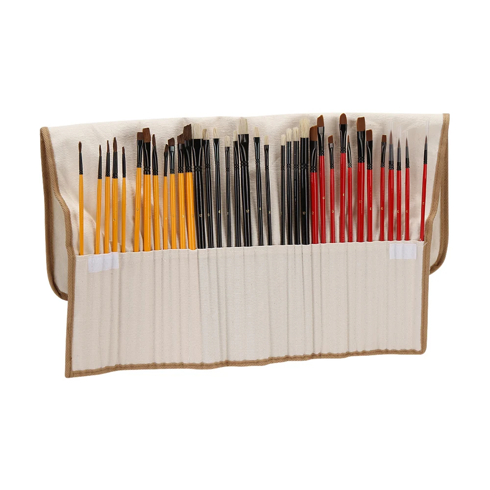 

36Pcs Paint Brushes Set PaintBrushes Starter Kit Includes Taklon/ Bristle/ Horse Hair Brushes Painting Artist Supplies