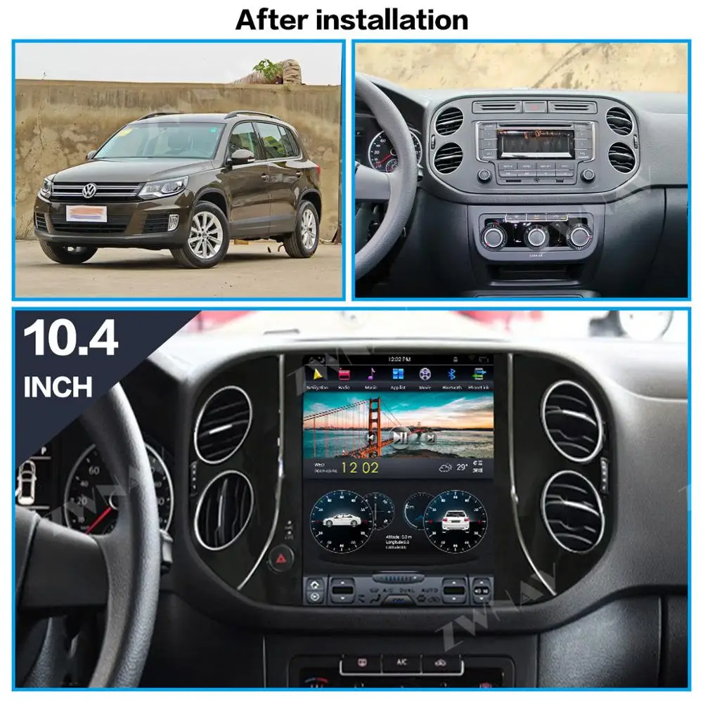 Top Android 8.1 4GB RAM Tesla style Car GPS Navigation For VW Tiguan 2010-2016 radio tape recorder headunit auto multimedia player 1