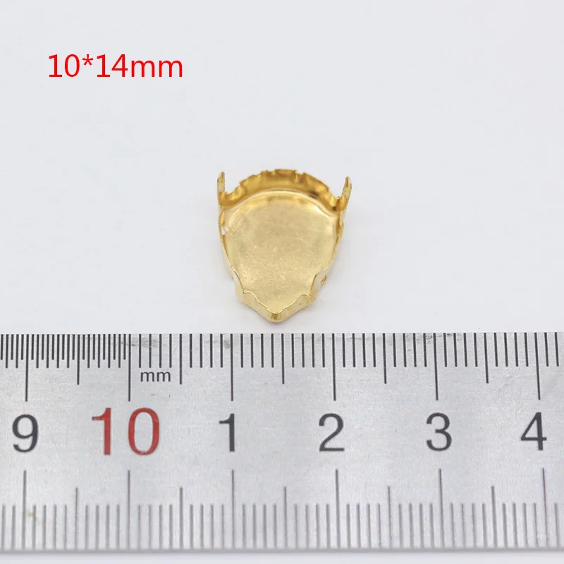 30p All shape&size Empty Base Setting Gold plated Blank Claw For Holder jewels stones Stitch On Sew On Crystal Glass Rhinestones - Цвет: 10x14mm pear