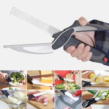 

Stainless Multifunctional Cutter Steel Kitchen Scissors 2 in 1 Cutting Board Kitchen Chopper Klever Fruit Vegetable Scissors