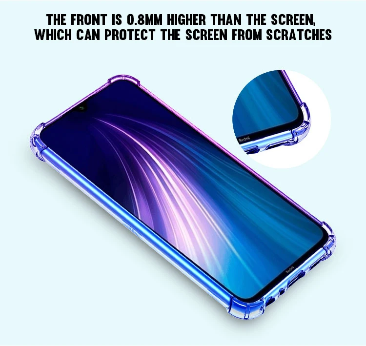 Gradient Armor Silicone Case For Xiaomi Redmi Note 8 Pro Case Transparent Soft TPU Shockproof Bumper Cover For Redmi Note 8 Case