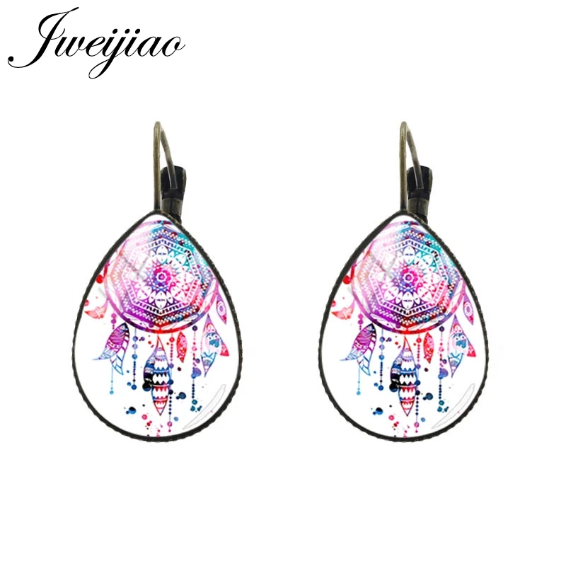 JWEIJIAO New Arrival Ethnic Boho Dreamcatcher Tassel Dangle Tear water-drop Ear Clip Earrings Bohemian women jewelry gift DH86