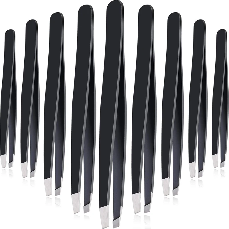 12 Pieces Tweezers Stainless Steel Slant Tip Precision Facial Hair Eyebrow for Men and Women | Красота и здоровье