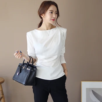 

COIGARSAM Fashion Shirt Womens tops New Spring Office Lady Women shirts White 957