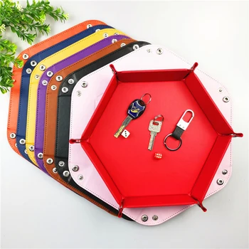 

23x23cm 8 Colors PU Leather Folding Hexagon Dice Tray Purple Dice Box For RPG DnD Games Dice Storage Case Dropshipping Candy Box