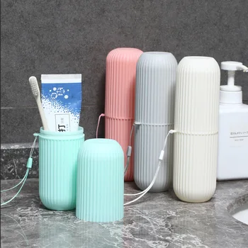 

Travel Striped Toothbrush Box Nordic Simple Toothbrush Box Portable Mouthwash Cup Brushing Cup Set Toothpaste Organizer