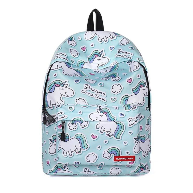 

Unicorn School Backpack Cartoon Rainbow Design Girl & Boy Canvas Backpack School Book Bags Mochila Travel Daypack for Kids